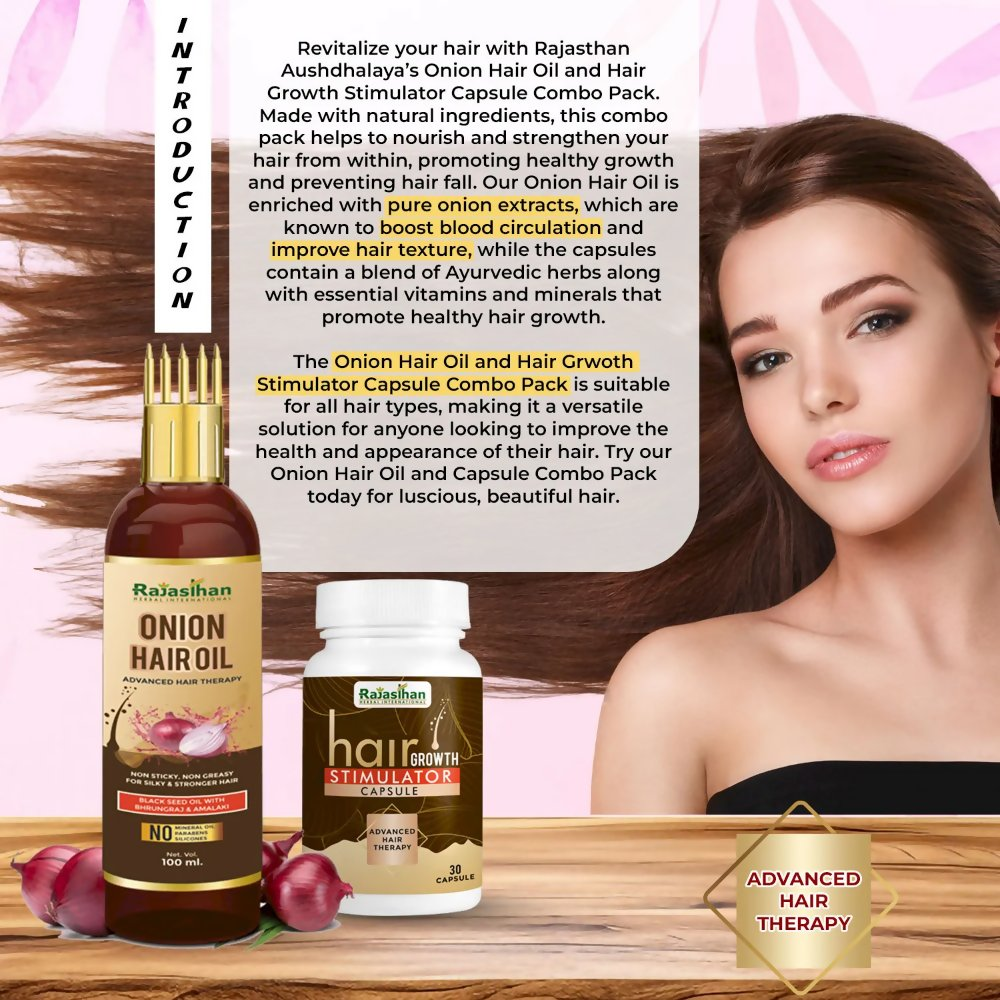Rajasthan Herbals Onion Hair Oil & Hair Growth Stimulator Capsule Combo