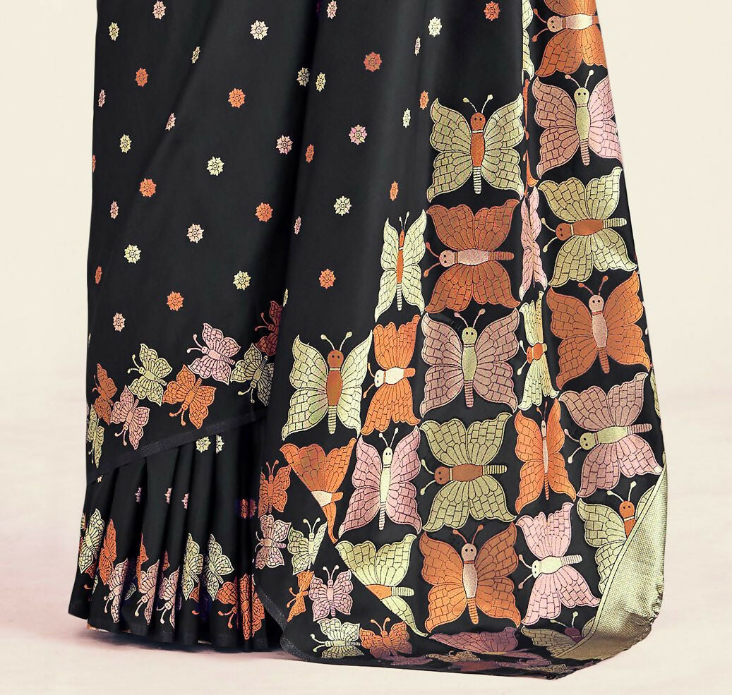 Preksha Creation Banarasi Soft Silk Women Black Saree - Distacart