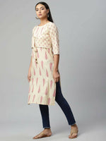Thumbnail for Ahalyaa Womens Chiku Pure Cotton Printed Kurtas - Distacart