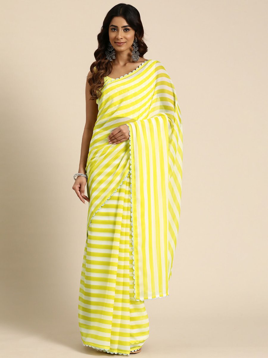 Ahalyaa Women's Traditional Semi Stitch Saree - Yellow - Distacart