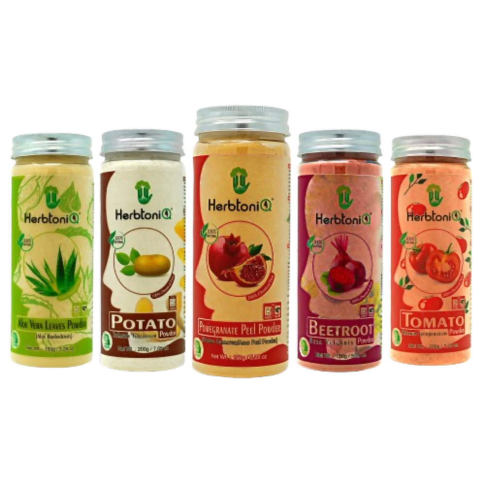 Herbtoniq Face Pack Powders - Aloe Vera, Potato, Beetroot, Tomato and Pomegranate - Dista
