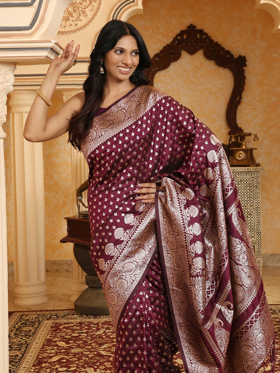 Astita Banarasi Silk Purple Saree