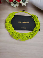 Thumbnail for Inhanns Vibrant Handmade 20 Layers Beaded Necklace With Matching Earrings - Neon Green - Distacart