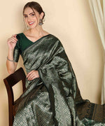 Thumbnail for Preksha Creation Designer Women Banarasi Soft Silk Saree - Green - Distacart