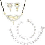 Thumbnail for AanyaCentric Gold-plated Mangalsutra Pendant Earring Set & Silver Plated Anklet - Distacart