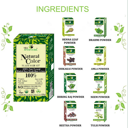 VedicAyurveda Natural Color Black Hair Kit - Dista