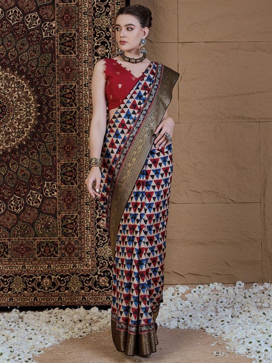 Anouk Zari Silk Blend Saree - Distacart
