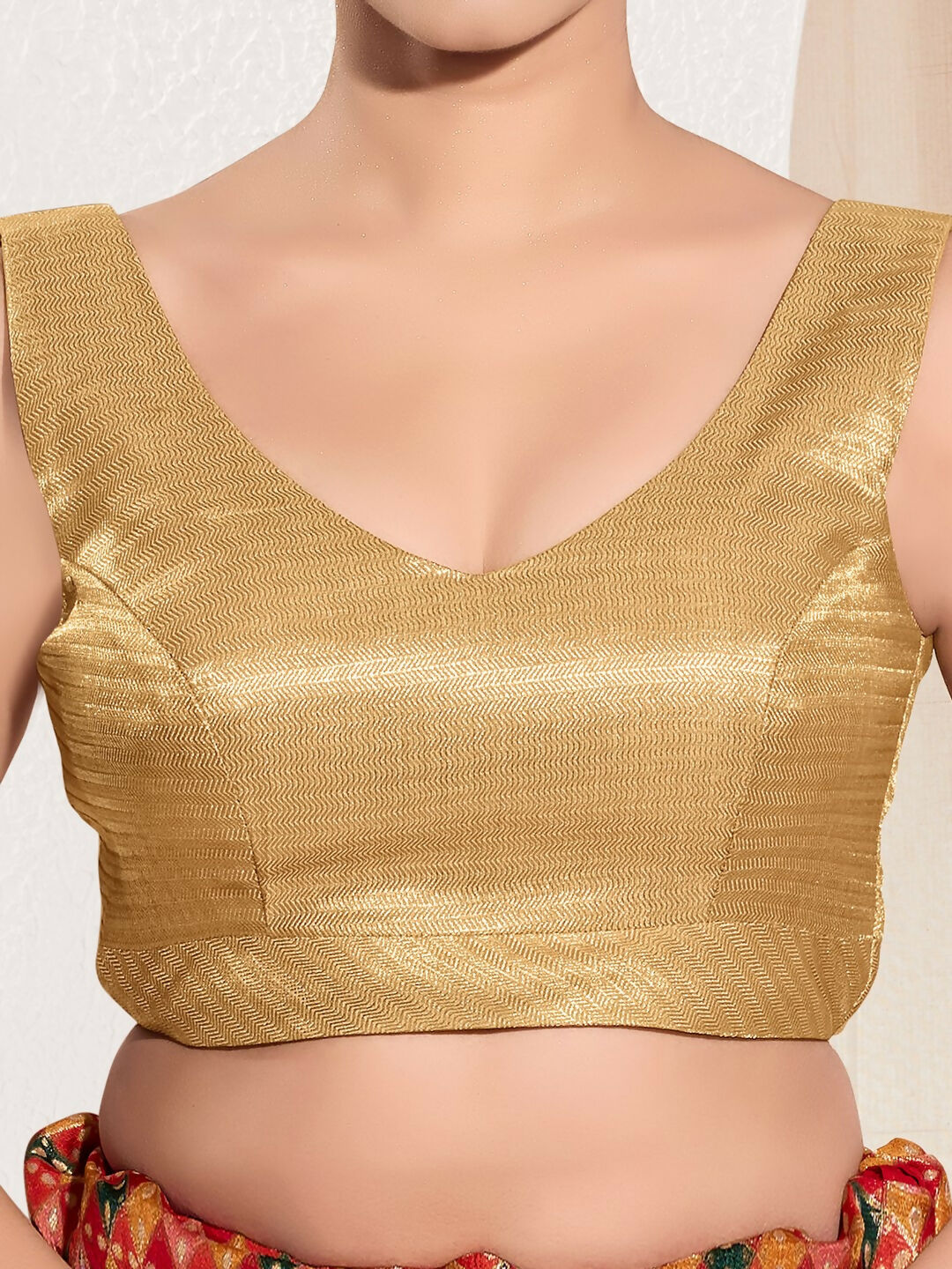 Joban Fashion Gold Mulberry Silk Padded Blouse With Sweetheart Neck Sleeveless - Distacart