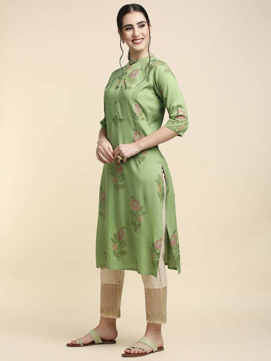 Anubhutee Women Printed Straight Light Green Kurta - Distacart