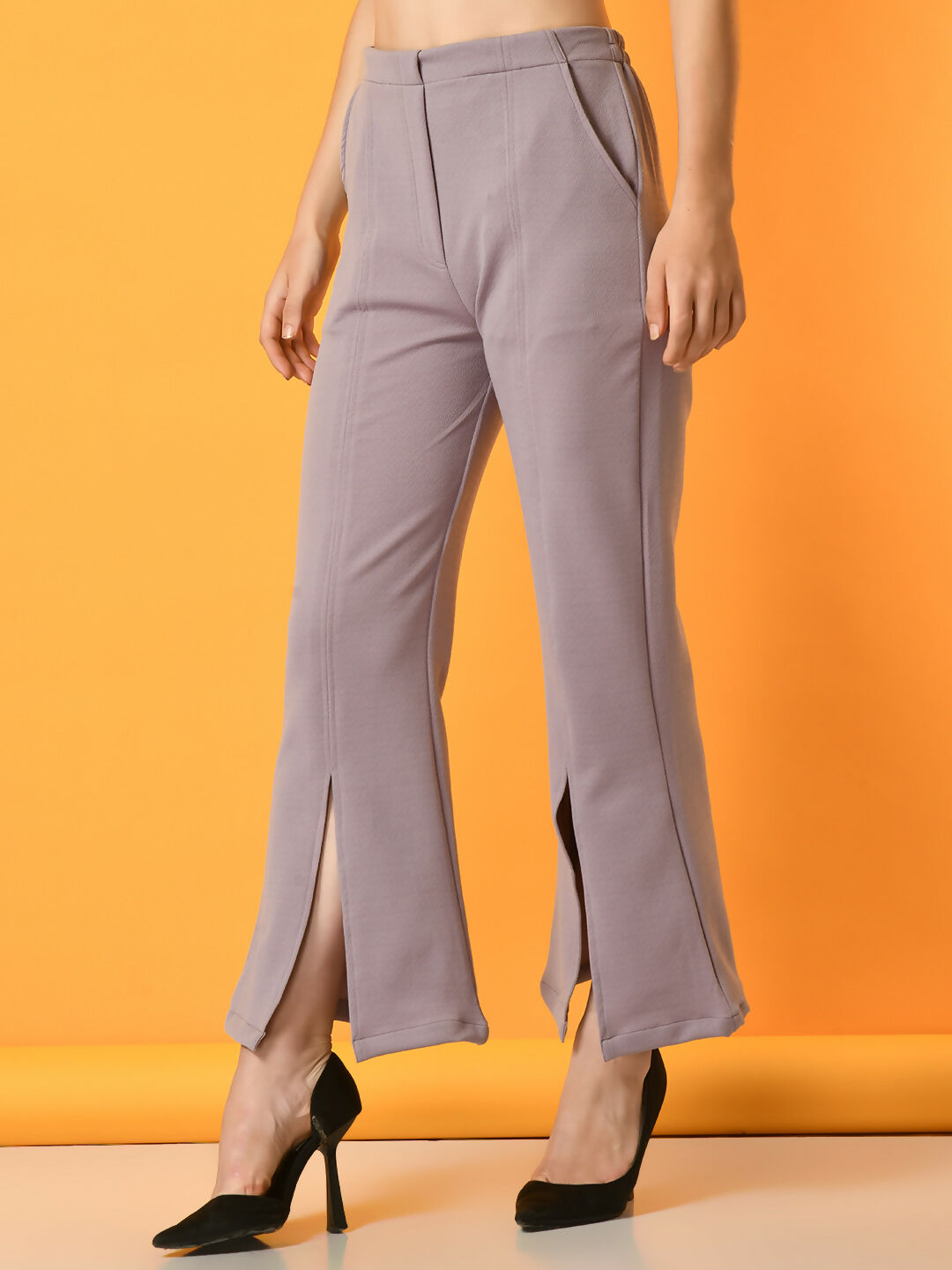 Myshka Women's Lavender Flared Party Trouser - Distacart