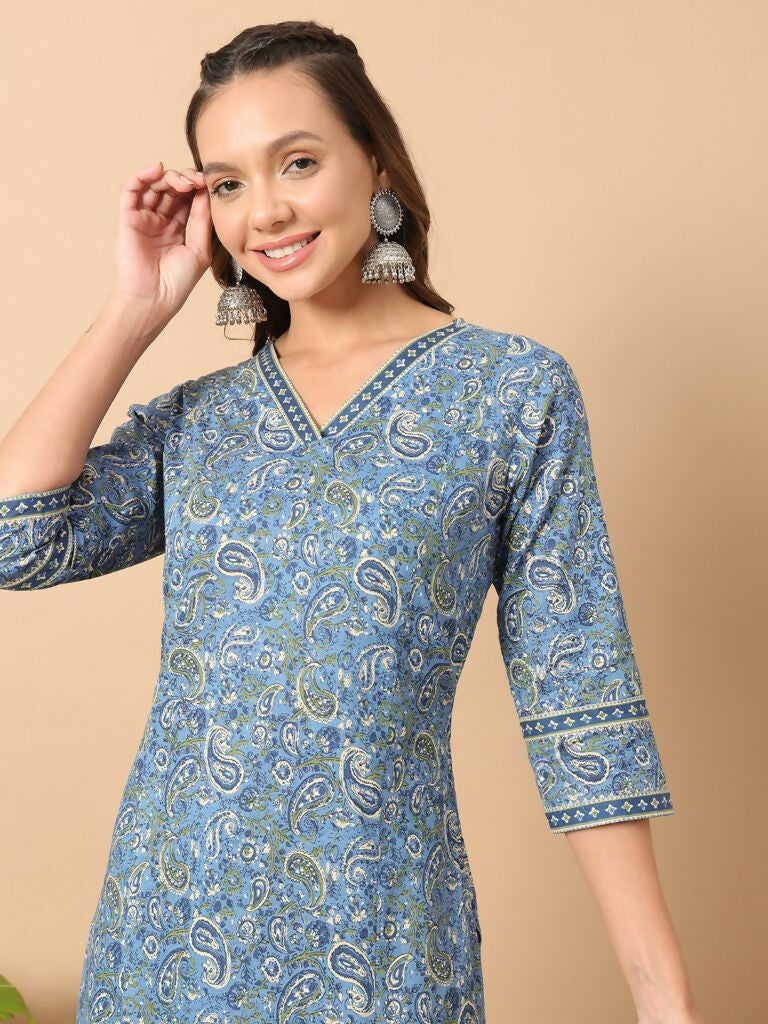 FIORRA Women's Wine Cotton Straight Kurta Set - Distacart
