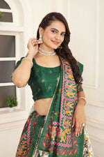 Thumbnail for Preksha Creation Indian Festive Tussar Silk Women Lehenga Choli And Masterpiece Of Craftmanship And Style. - Green - Distacart