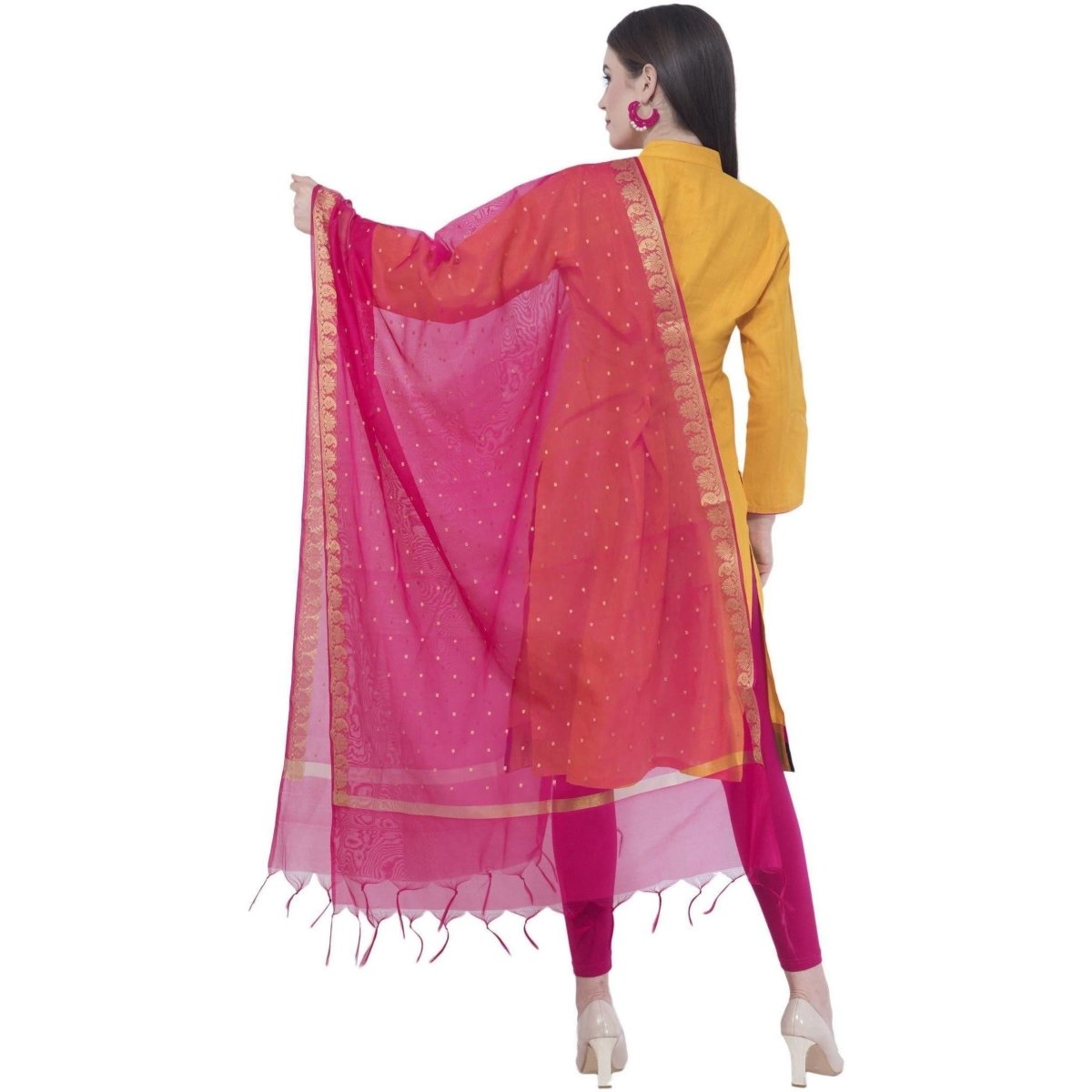 A R SILK Magenta Color Vns Border Buti Dupattas and Chunnis