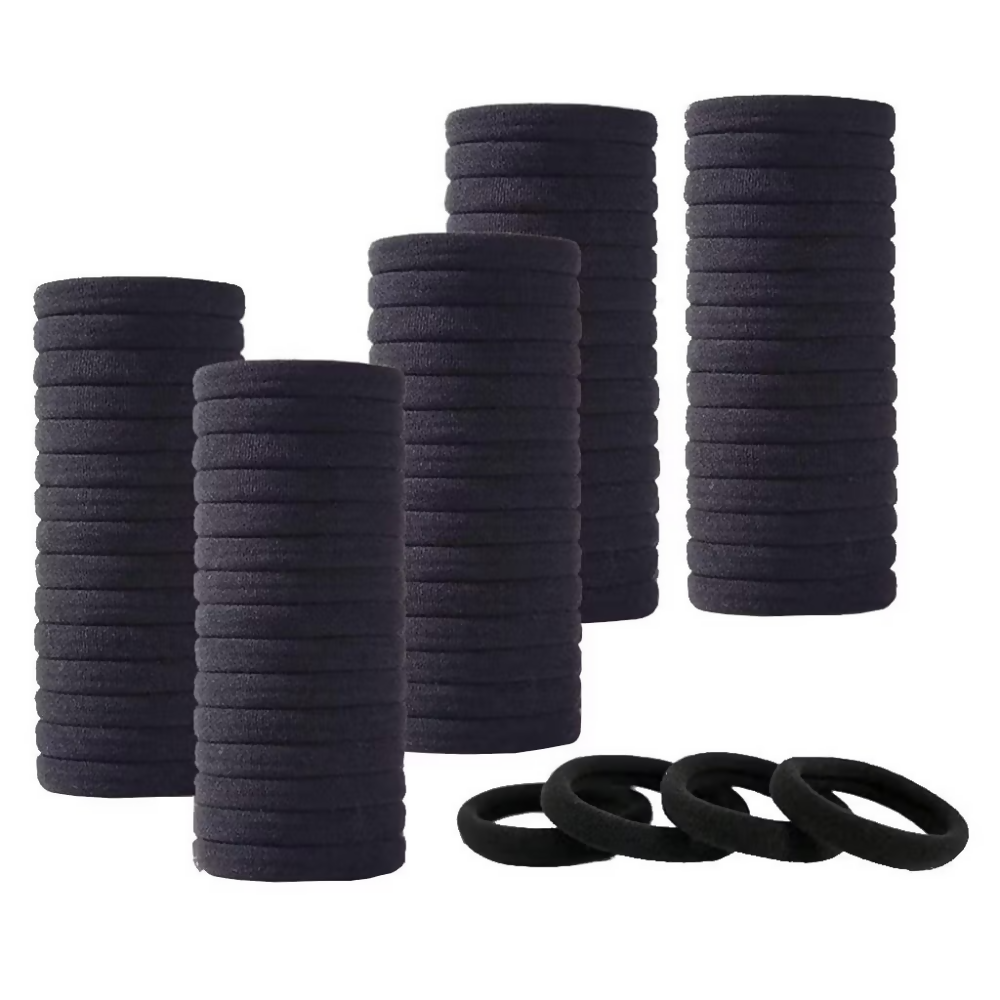 Bronson Professional Hair Rubber Bands Ponytail Holder with Storage Box - Black - Dista