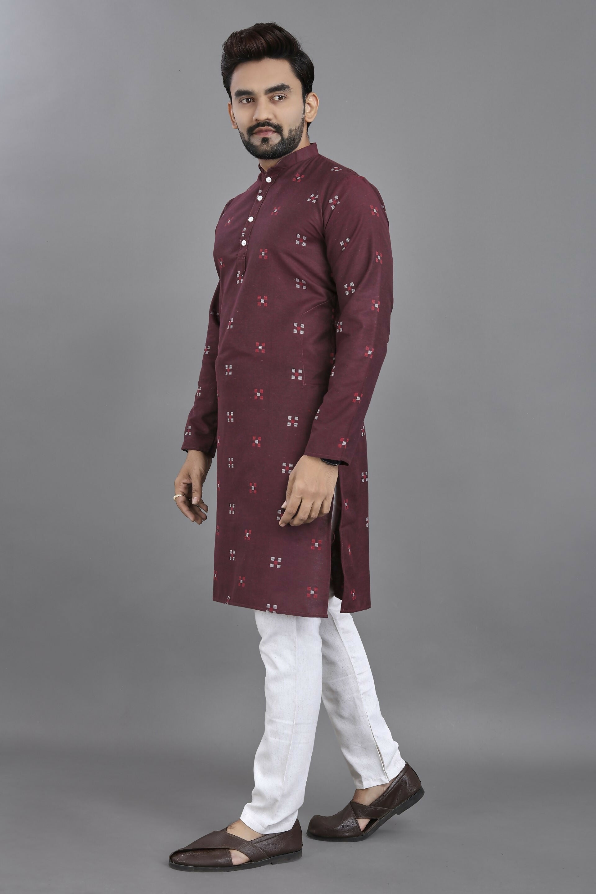 Anaita Purple Weaving Linen Cotton Straight Kurta - Distacart