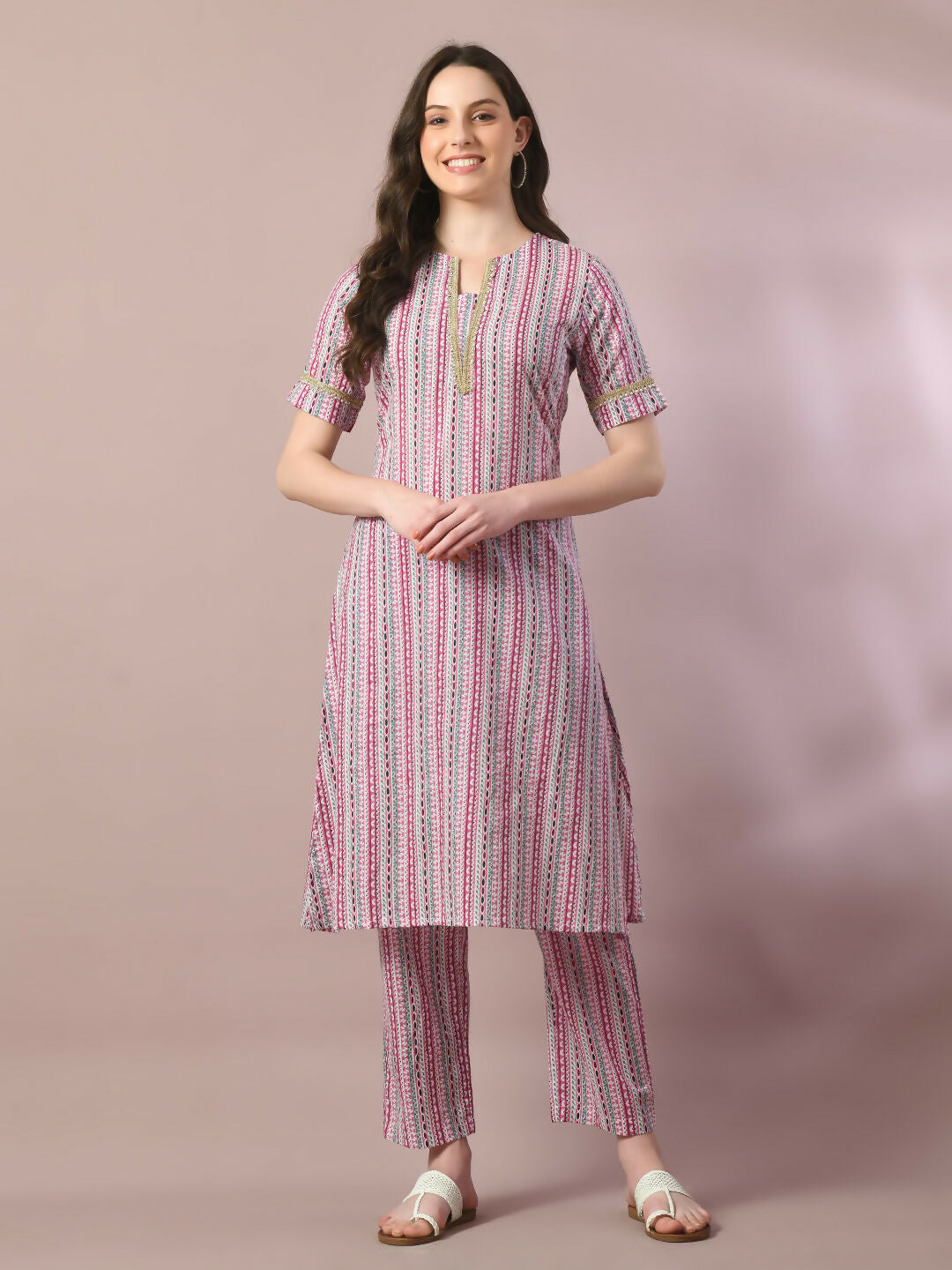 Myshka Women's Multi Printed Cotton Straight Party Kurta Set - Distacart