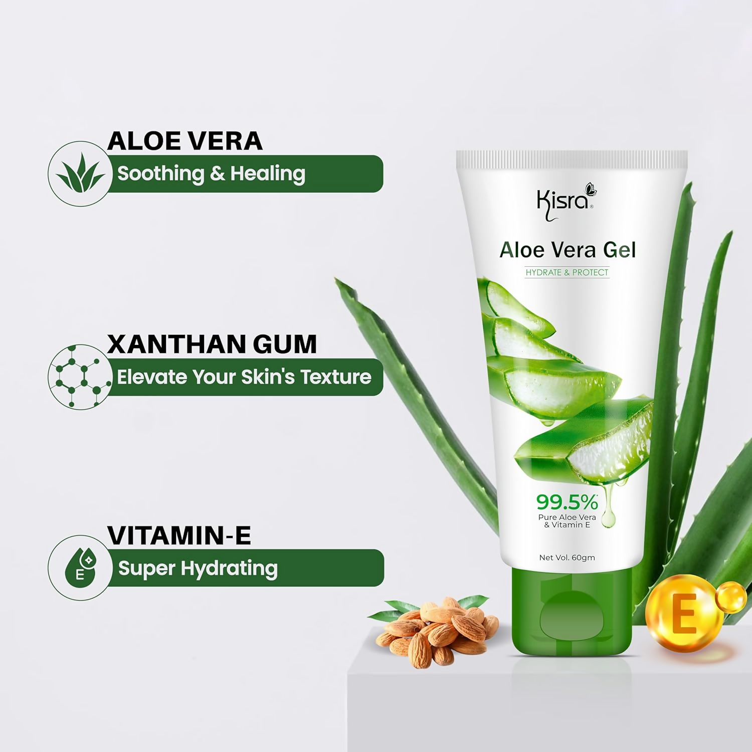 Kisra 99.5% Pure & Organic Aloe Vera Gel - Distacart