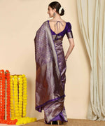 Thumbnail for Preksha Creation Designer Women Banarasi Soft Silk Saree - Dark Blue - Distacart