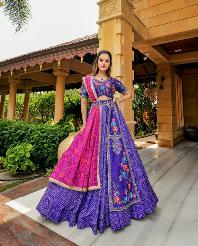 Aastha Fashion lris Purple Cotton Heavy Badhani Printed Readymade Traditional Lehenga Choli Set