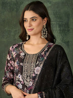 Thumbnail for The52 Women's Beautiful Embroidery Work Chinon silk Fabric Straight Kurta Pant and Dupatta Set - Distacart