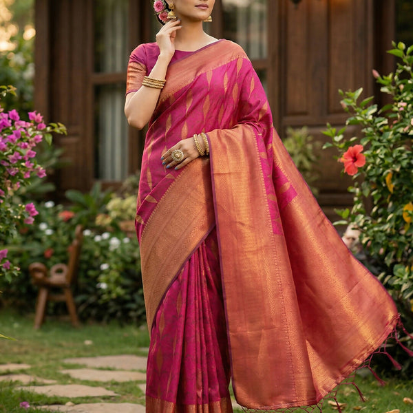 Shree Shyam Fashion Lite Pink Silk Blend Saree - Distacart