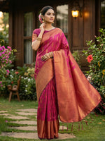 Thumbnail for Shree Shyam Fashion Lite Pink Silk Blend Saree - Distacart
