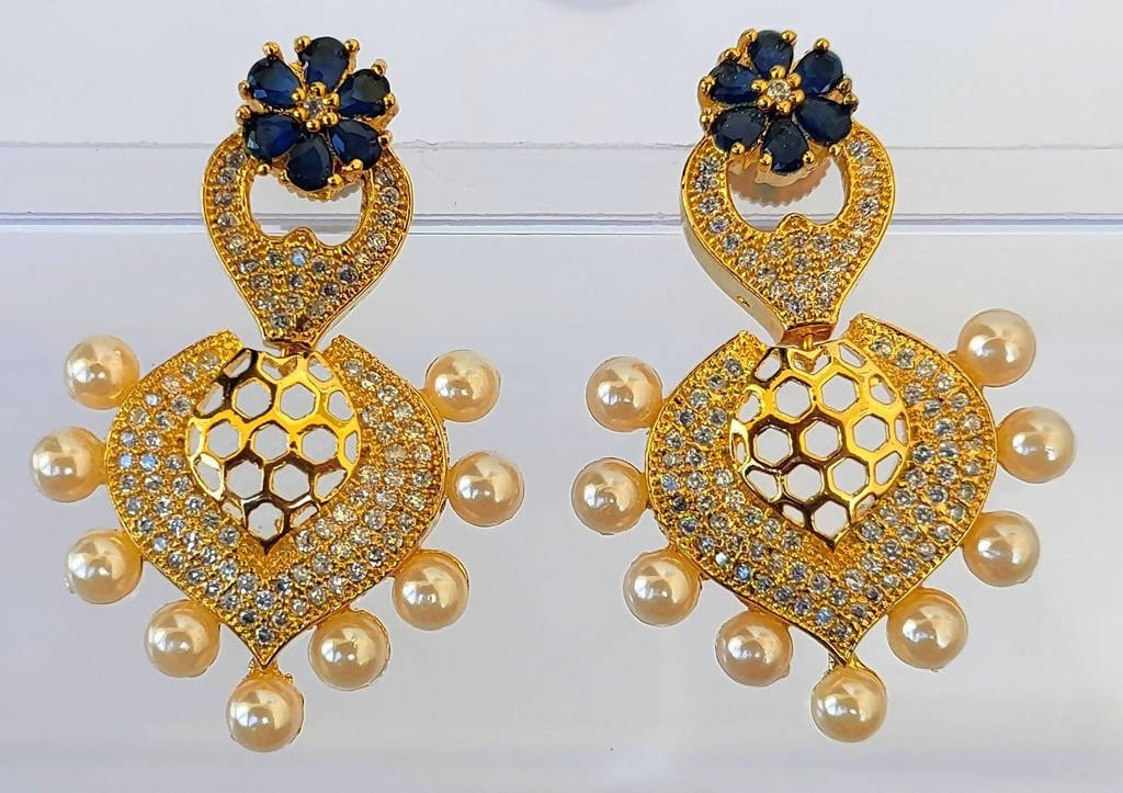 Ad Designer Earrings with Blue Stone - Distacart