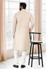 Thumbnail for Raivat Ethnic Cotton Thread Work Kurta Pajama In Yellow Colour - Dista