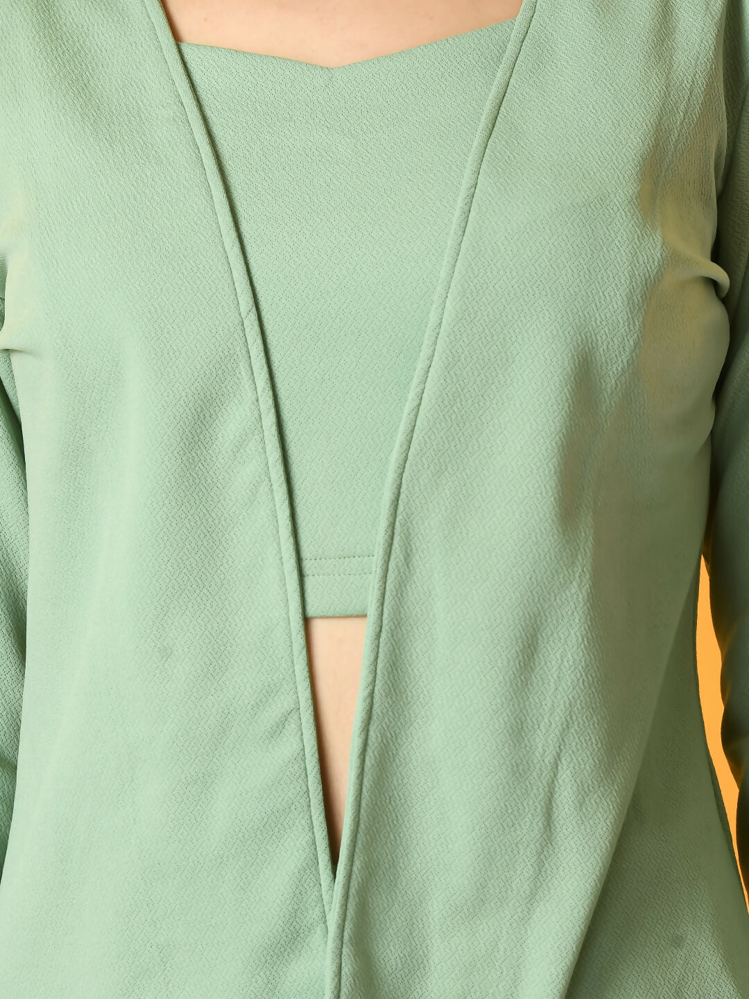 Myshka Women's Green Solid Jacket - Distacart