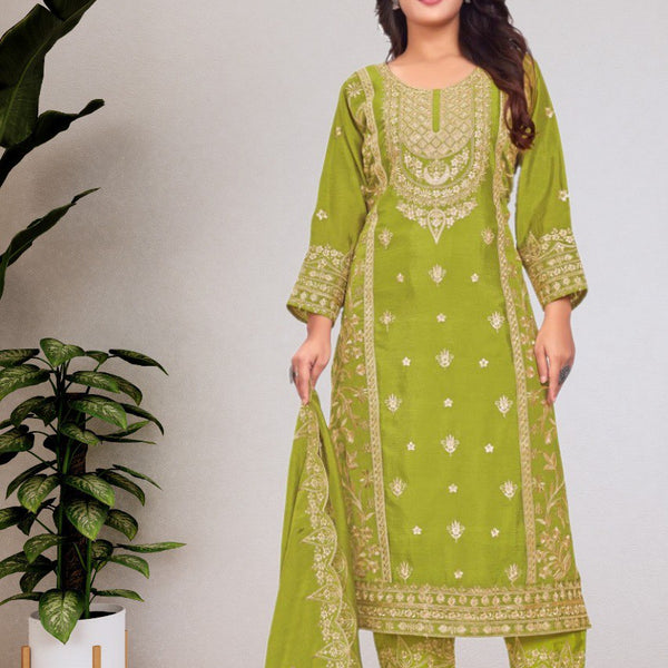 Lehenga Mart Designer Salwar Suit For Women or Girls - Olive Green - Distacart