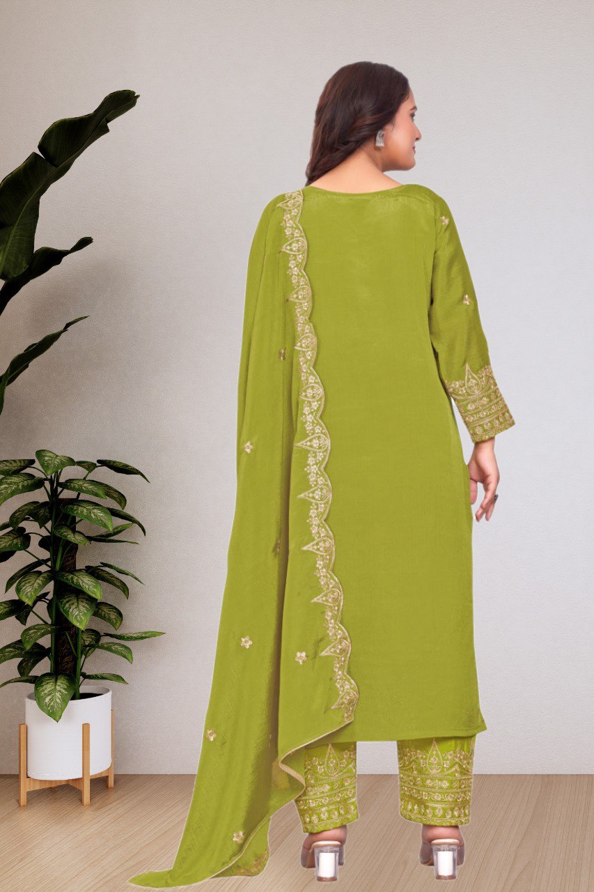 Lehenga Mart Designer Salwar Suit For Women or Girls - Olive Green