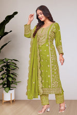 Thumbnail for Lehenga Mart Designer Salwar Suit For Women or Girls - Olive Green