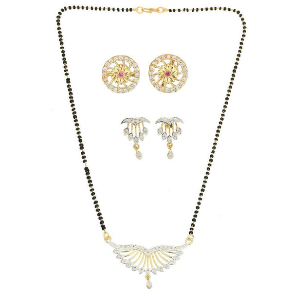 AanyaCentric Gold Plated Mangalsutra with Pendant, 2 Pair Earrings - Distacart