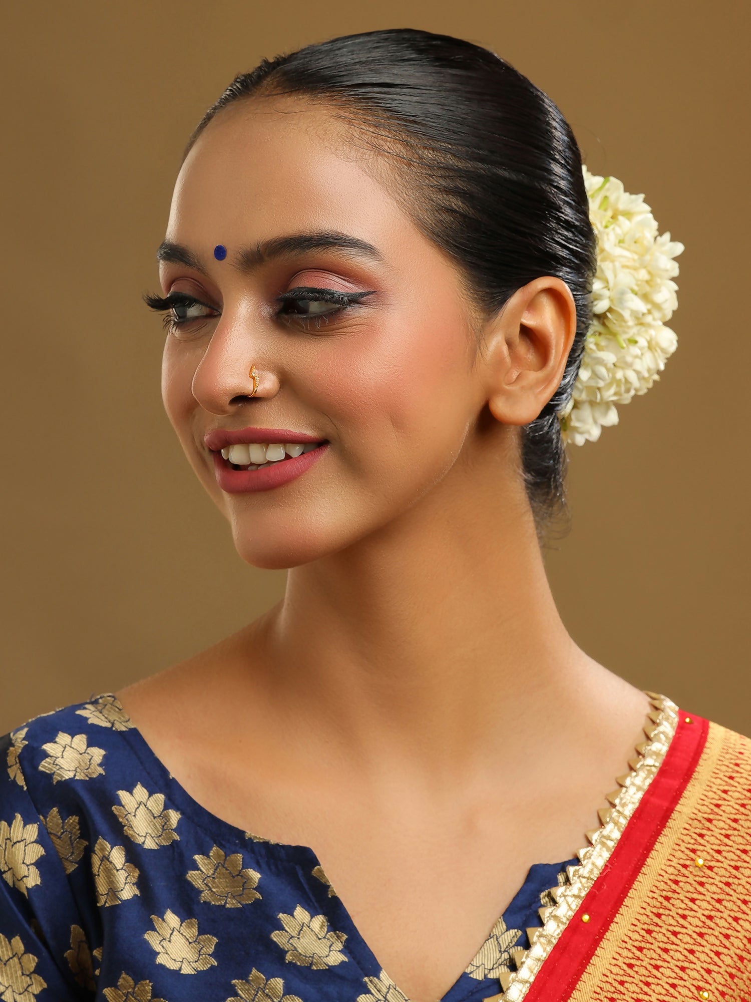 Ruby Raang Gold Bijlee Nose Pin