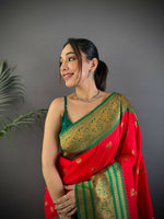 Thumbnail for Joban Fashion Banarasi Red Woven Soft Silk Saree