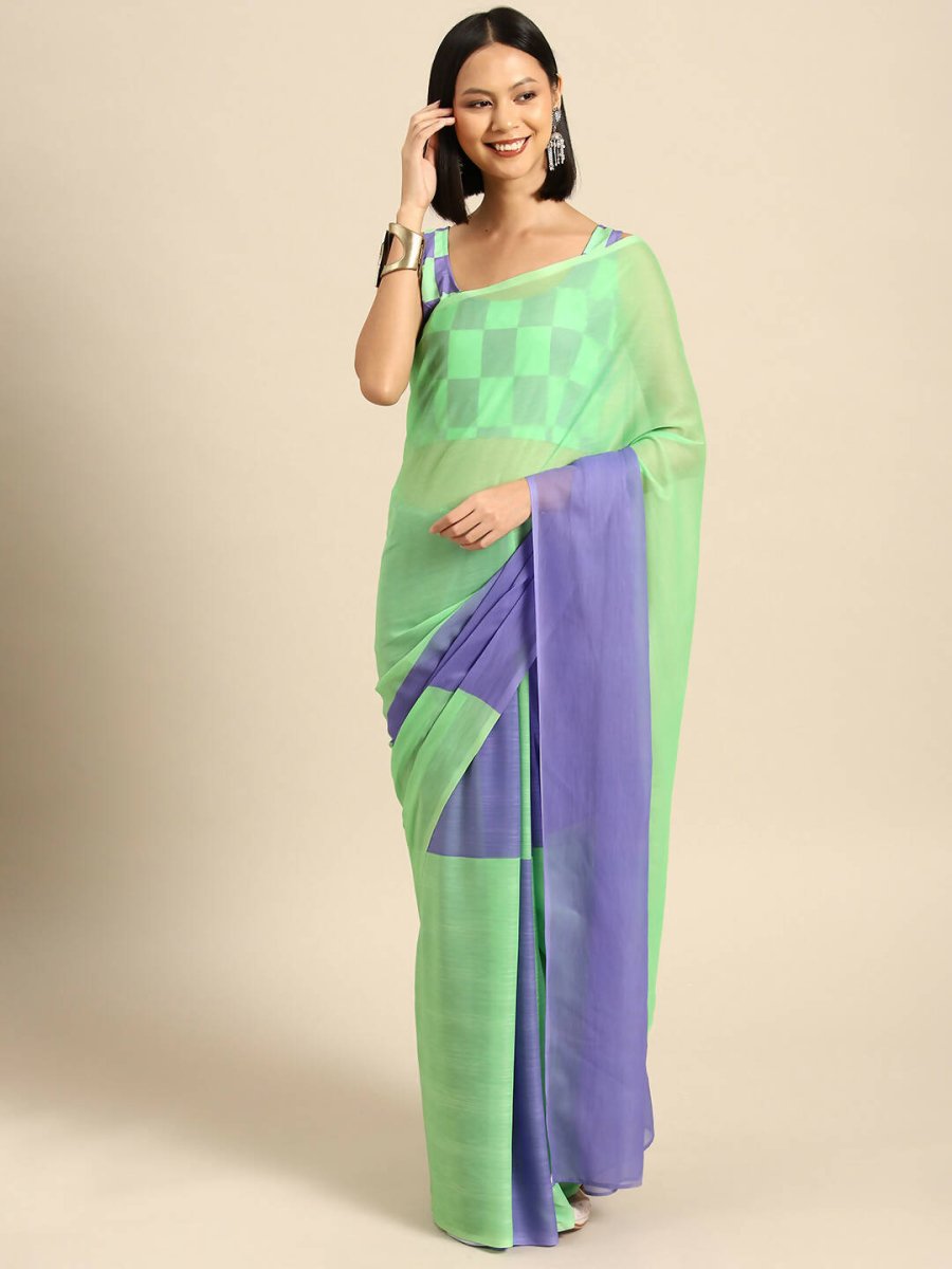 Ahalyaa Women's Traditional wear Saree - Fluorescent Green - Distacart