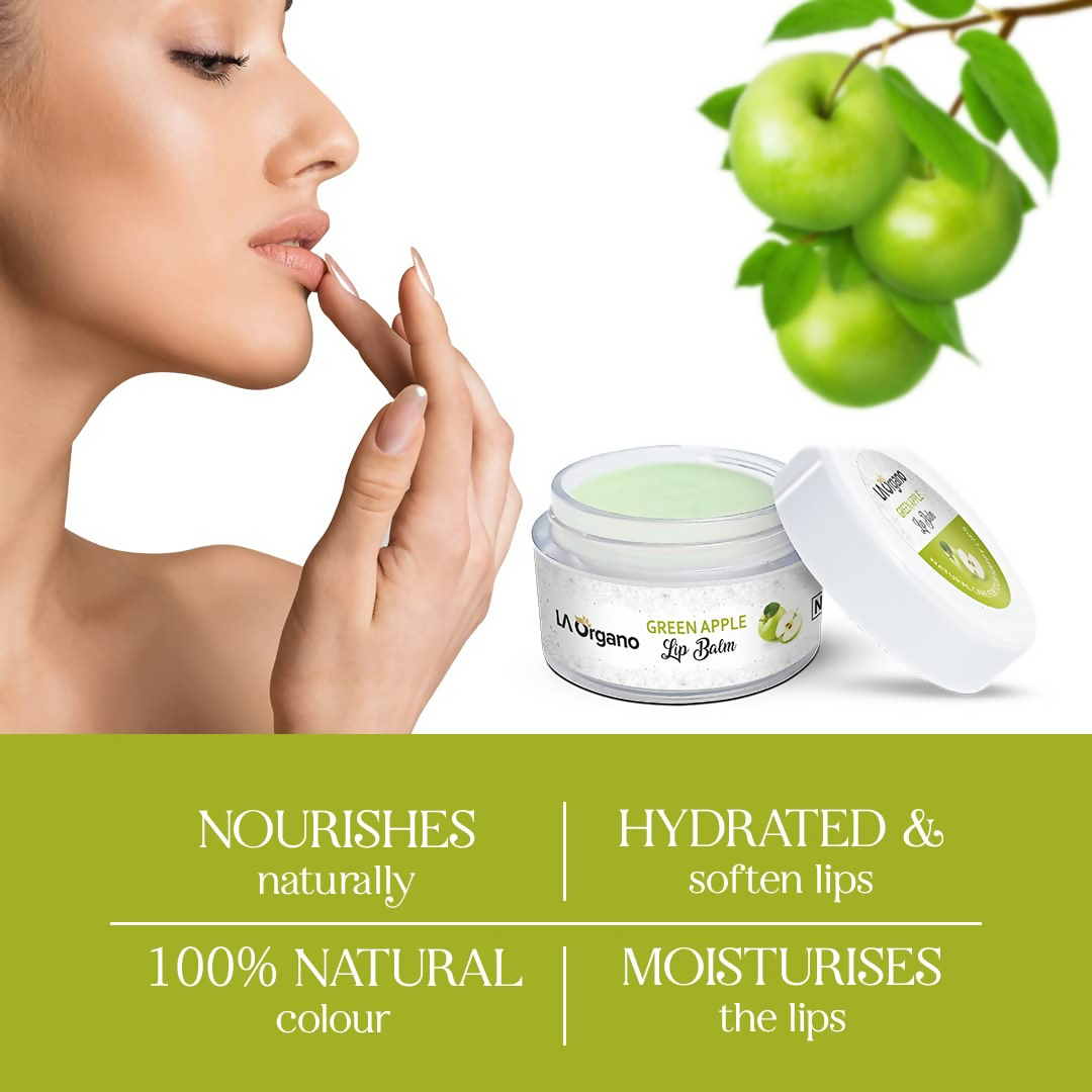 LA Organo Green Apple Lip Balm For Dry Chapped Lips - Distacart