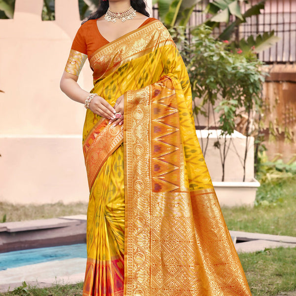 Shree Shyam Fashion Yellow Pochampally Silk Saree - Distacart