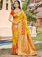 Thumbnail for Shree Shyam Fashion Yellow Pochampally Silk Saree - Distacart
