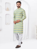 Thumbnail for Joban Fashion Men's Rayon Cotton YELLOW Printed Kurta Pyjama set - Distacart