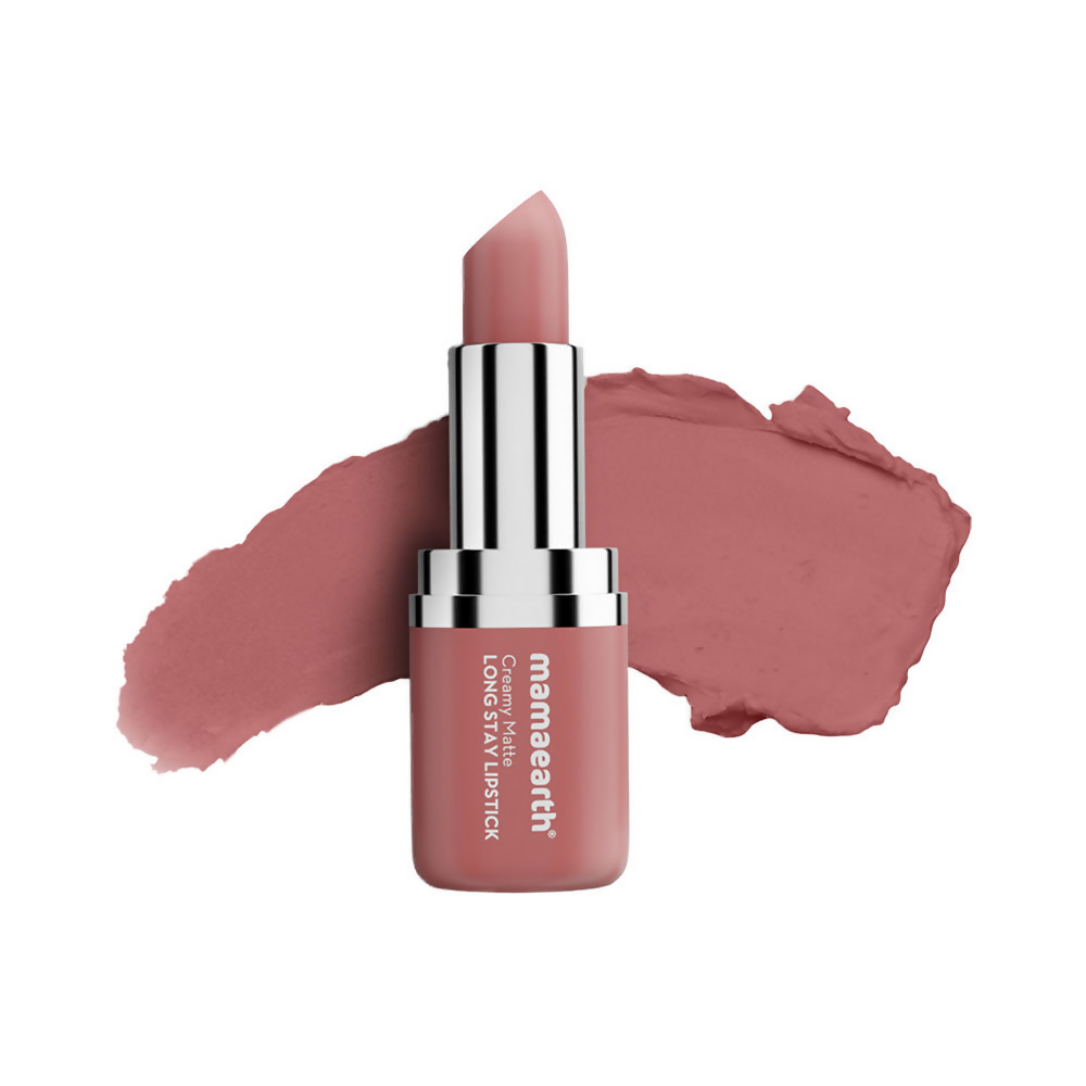 Mamaearth Creamy Matte Long Stay Lipstick - Pillow Nude - Distacart