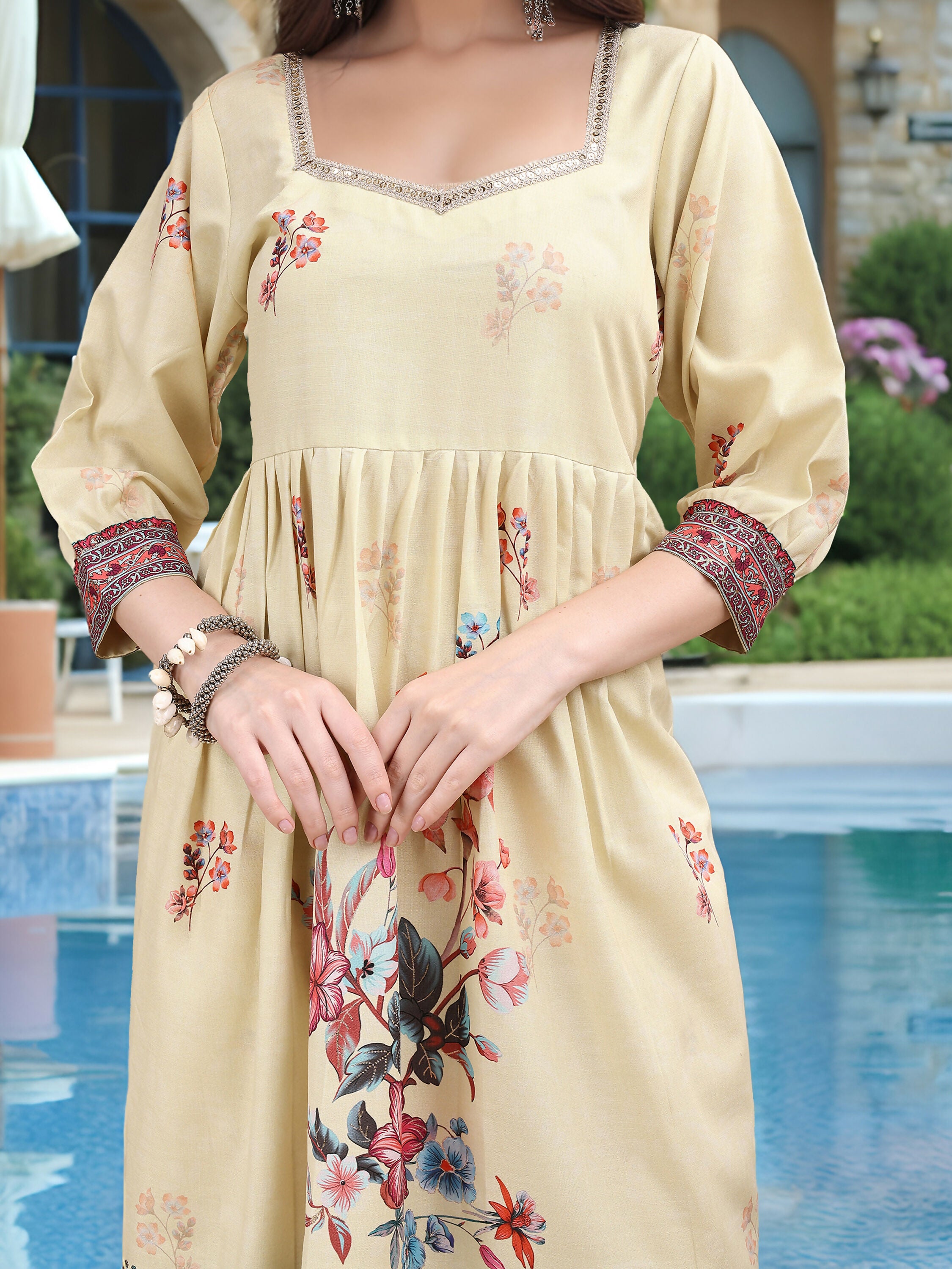 Joban Fashion Off White Position Digital Print With Position Foil Kurta Set