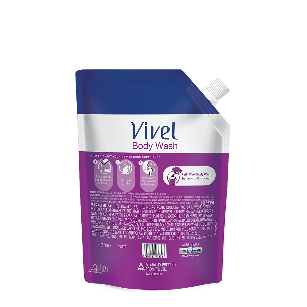 Vivel Fragrant Body Wash Lavender & Almond Oil Moisturizing Shower Gel Supersaver Refill Pack - Distacart