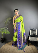 Thumbnail for Joban Fashion Parrot Green Banarasi Soft Silk Woven Butti Saree