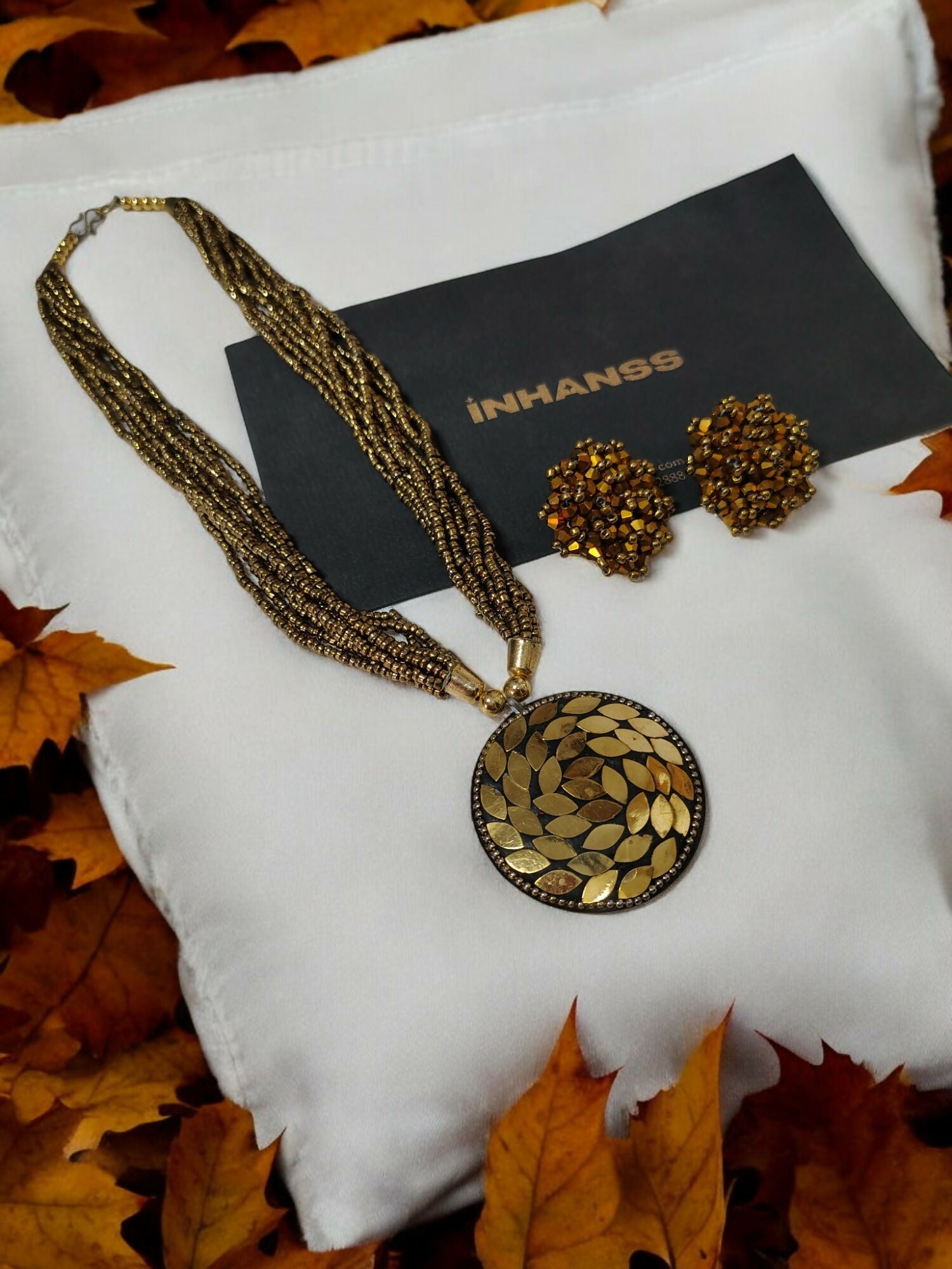Inhanns All-Day Statement Beaded Necklace Set - Gold - Distacart