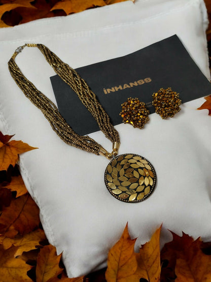 Inhanns All-Day Statement Beaded Necklace Set - Gold - Distacart