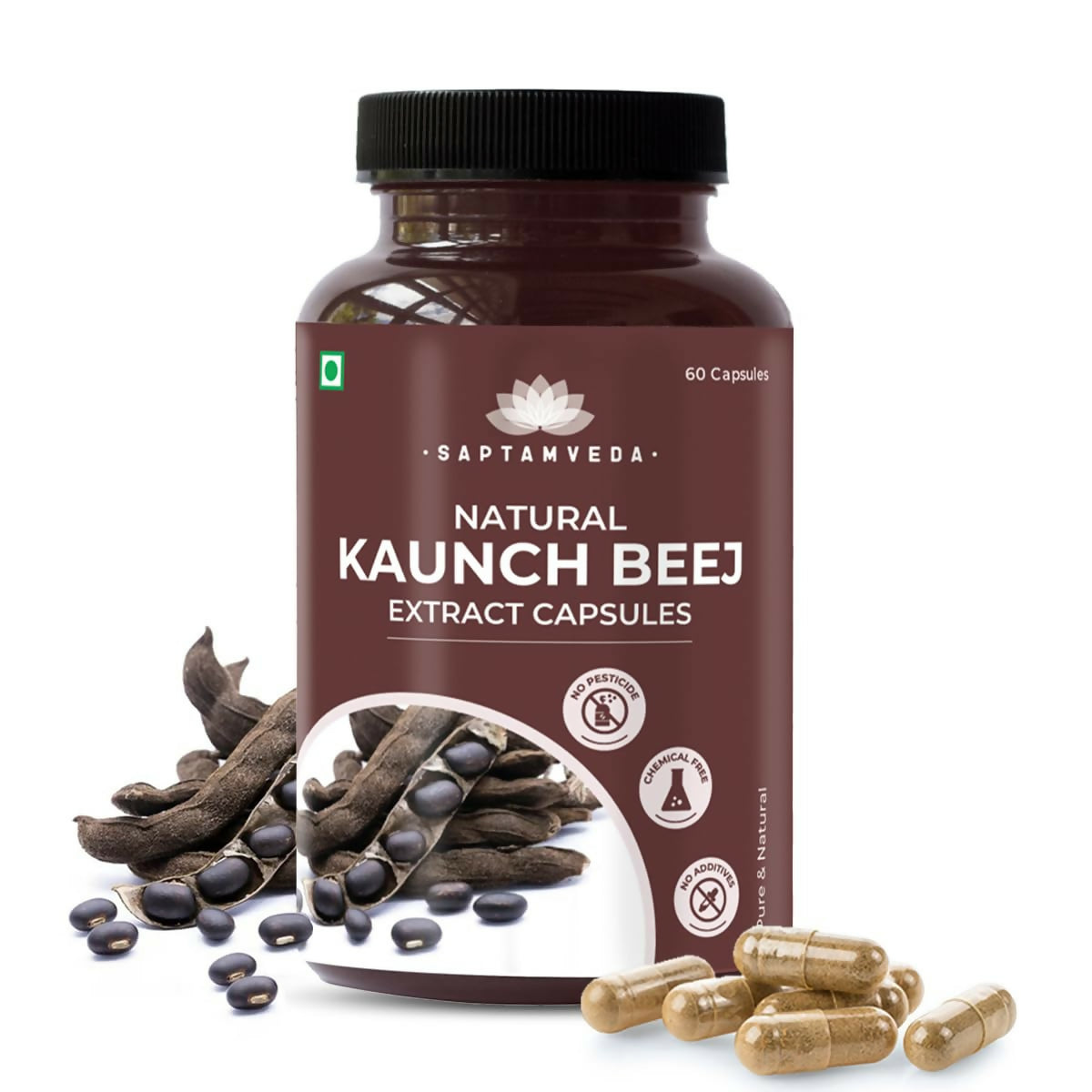 Saptamveda Natural Kaunch Beej Extract Capsules - Distacart