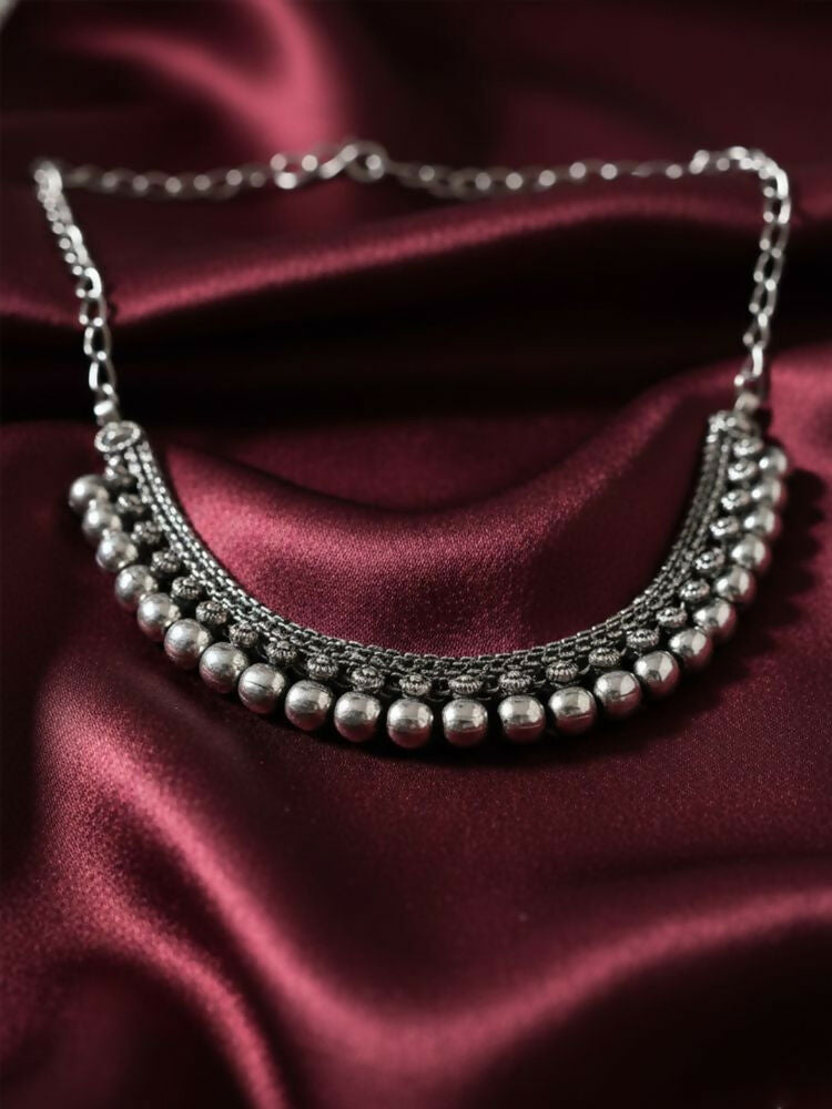 NVR Women Oxidised Silver Plated Necklace - Distacart
