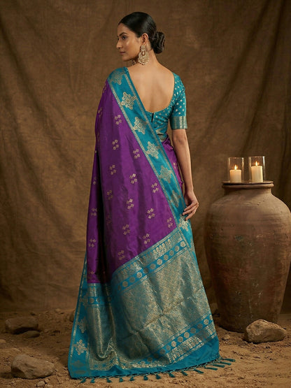 Shree Shyam Fashion Violet Soft Silk Saree - Distacart