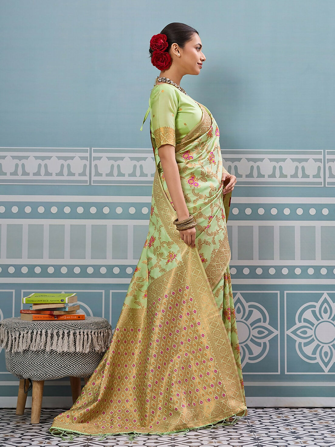 Shree Shyam Fashion Sea Green Silk Saree - Distacart